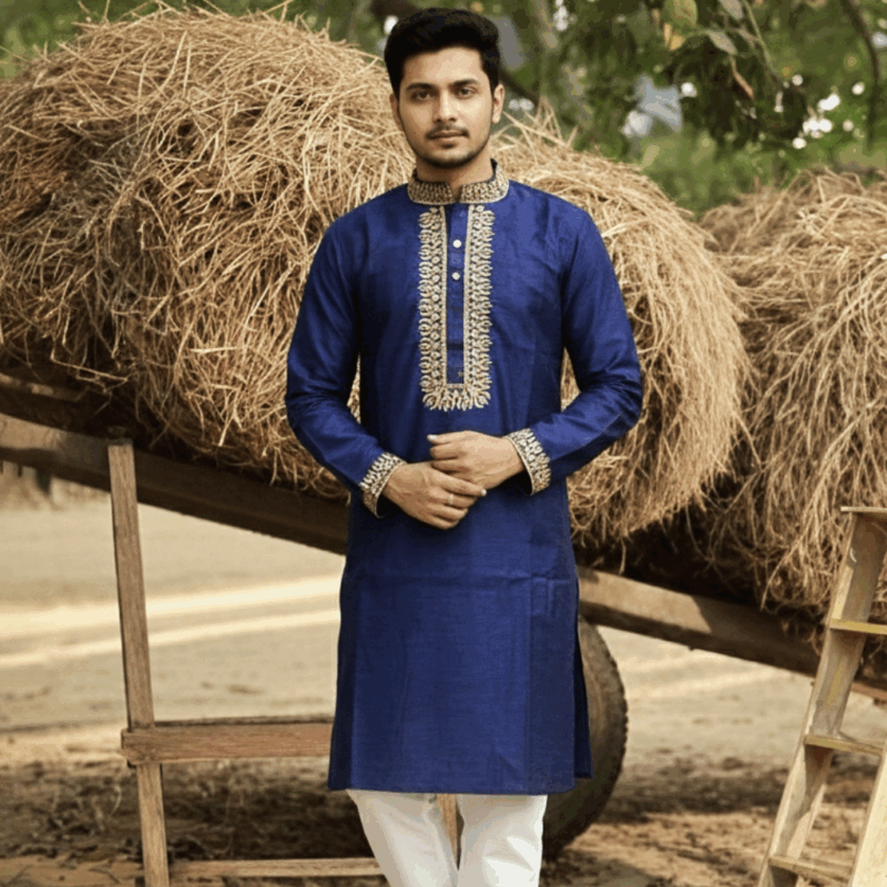 New Dupion Silk panjabi 2 Blue